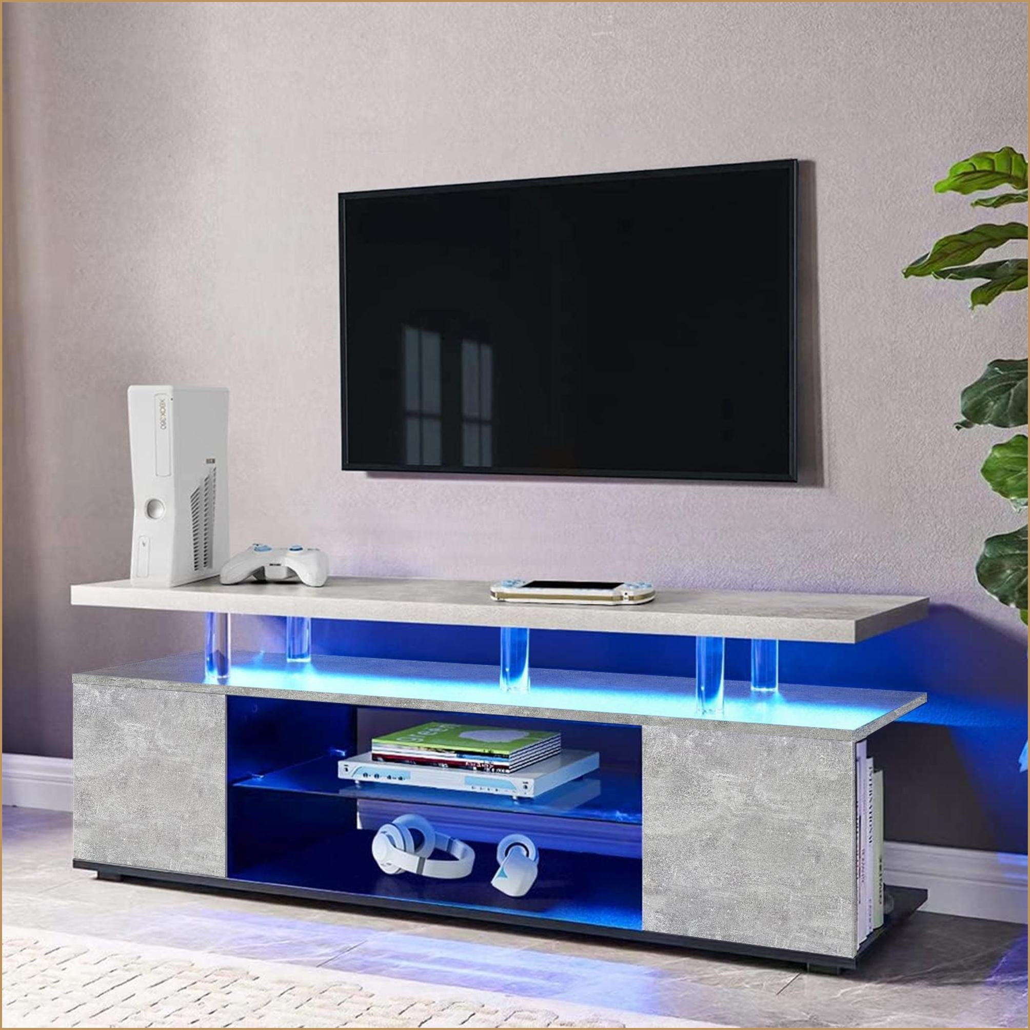 TV Furniture for 70 Inch TV, Modern Gray Gaming Entertainment Center with Storage | Engineered Wood | Primary Living Space