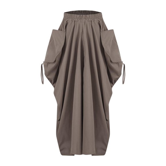 Homenesgenics Skirt for Women Plus Size Long Women's Bohemian Style Loose Fitting Casual High Waisted Half Length Skirt Maxi Dress Gray M