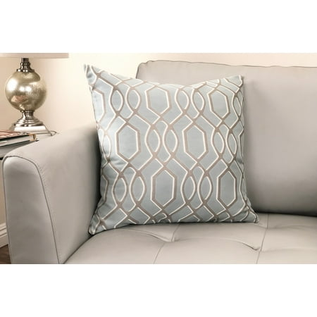 - Frances Contemporary Decorative Feather and Down Throw Pillow In Sea Jacquard Fabric