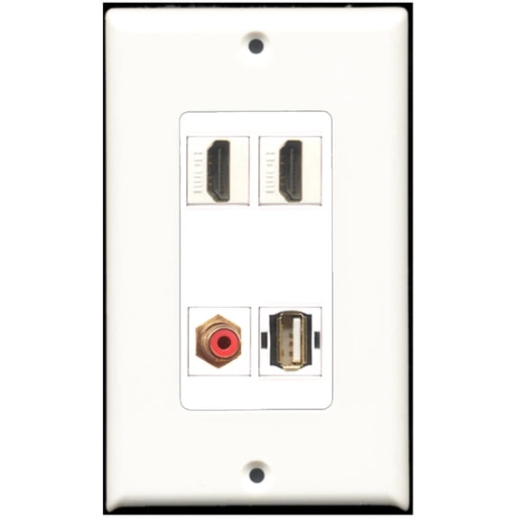 Ultra Spec Cables 2 Port HDMI 1 Port RCA Red 1 Port USB A-A Wall Plate DecorZ