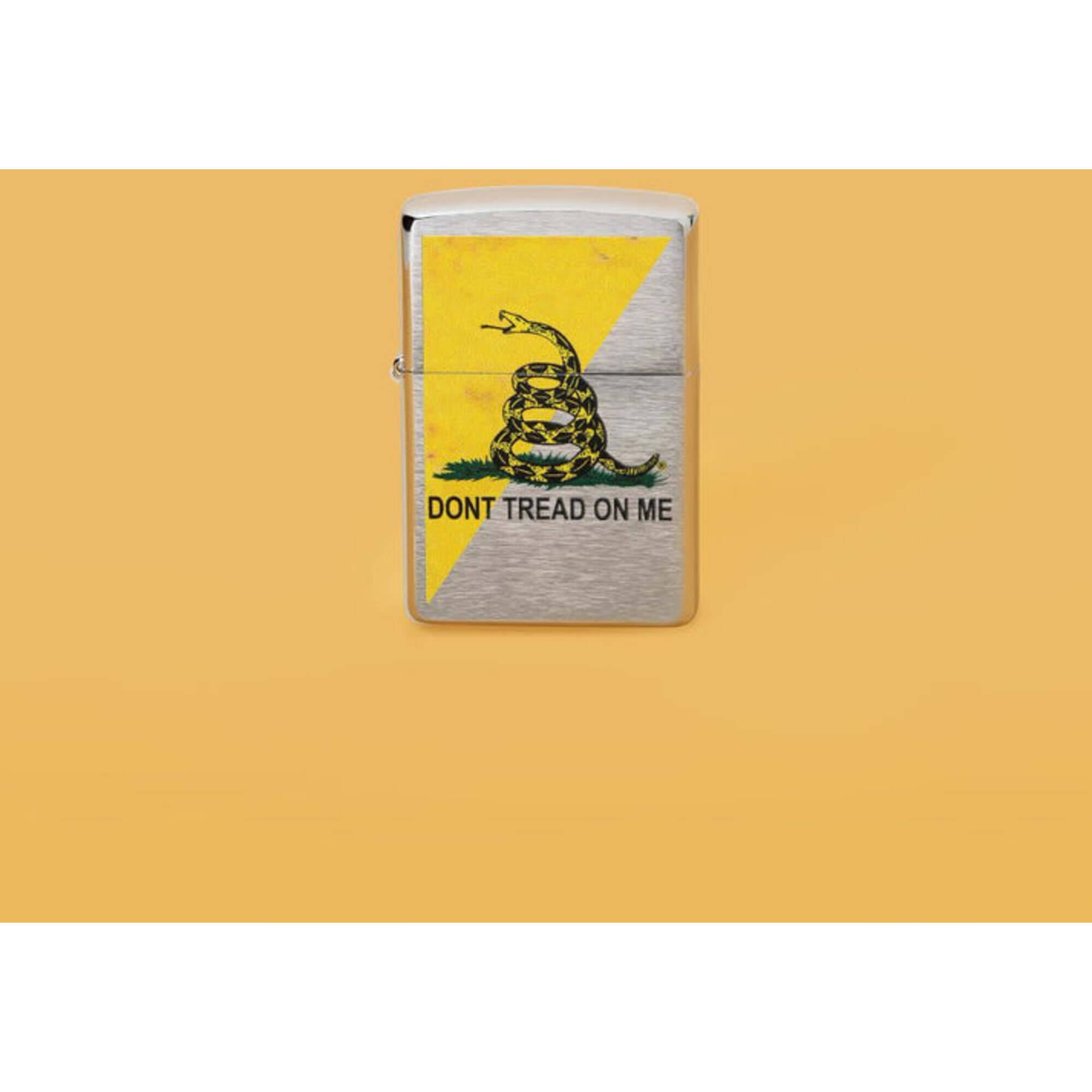 Zippo Dont Tread On Me Gadsden Flag Design Brushed Chrome Pocket Lighter