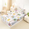 thumbnail image 4 of Castle Fairy Watercolor Summer Holiday Beach Twin Sheets 3pcs,Scooter Lemon Shell Striped Tile Bedding,Pink Cream,1 Fitted Sheet,1 Flat Sheet and 1 Pillowcase, 4 of 6