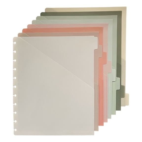ZZyuan 8-Count Binder Dividers with Two Pockets, 8 Tabs, 3-Hole Punched, Multicolor Plastic Index Dividers — Durable, Tear-Resistant, Insertable Labels — Fits Standard 3-Ring Binders Camouflage