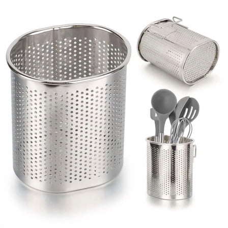 Stainless Steel Kitchen Utensil Holder, Kitchen Caddy, Utensil Organizer, Round