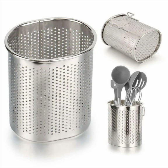 Stainless Steel Kitchen Utensil Holder, Kitchen Caddy, Utensil Organizer, Round