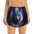 thumbnail image 2 of Gaeub Purple Sky Wolf Print Women's Athletic Shorts,High Waisted Running Shorts,Pocket Sporty Short,Gym Elastic Workout Shorts-X-Large, 2 of 7