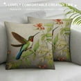 thumbnail image 3 of Creowell  Decorative Pillowcases Green and Ivory Scintillant Hummingbird Vintage Grunge Cushion Boudoir Throw Pillow Case Hidden Zipper Design, 3 of 5