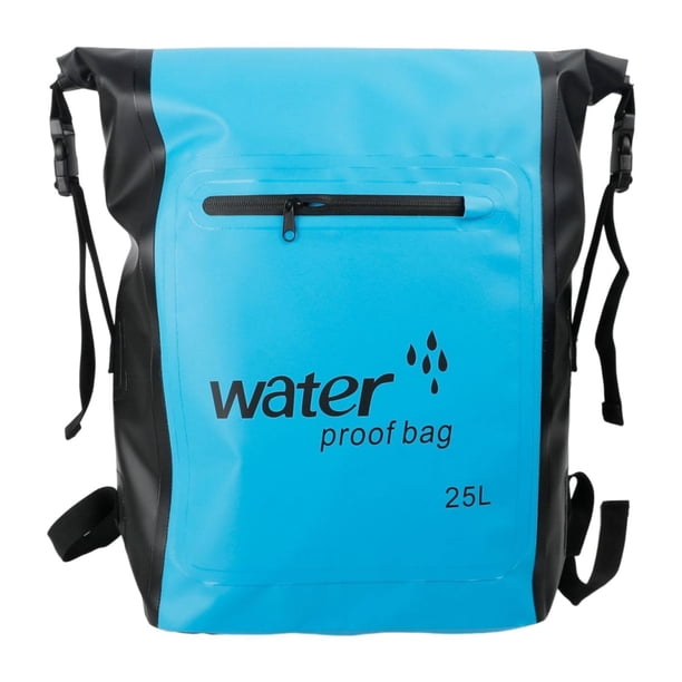 Mochila de natación impermeable de 25 litros, bolsa de almacenamiento multiusos para navegación y Azul claro