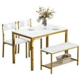thumbnail image 2 of SogesPower 4 Pieces Contemporary Wood, Iron Dining Table Set Gold/White, 2 of 8