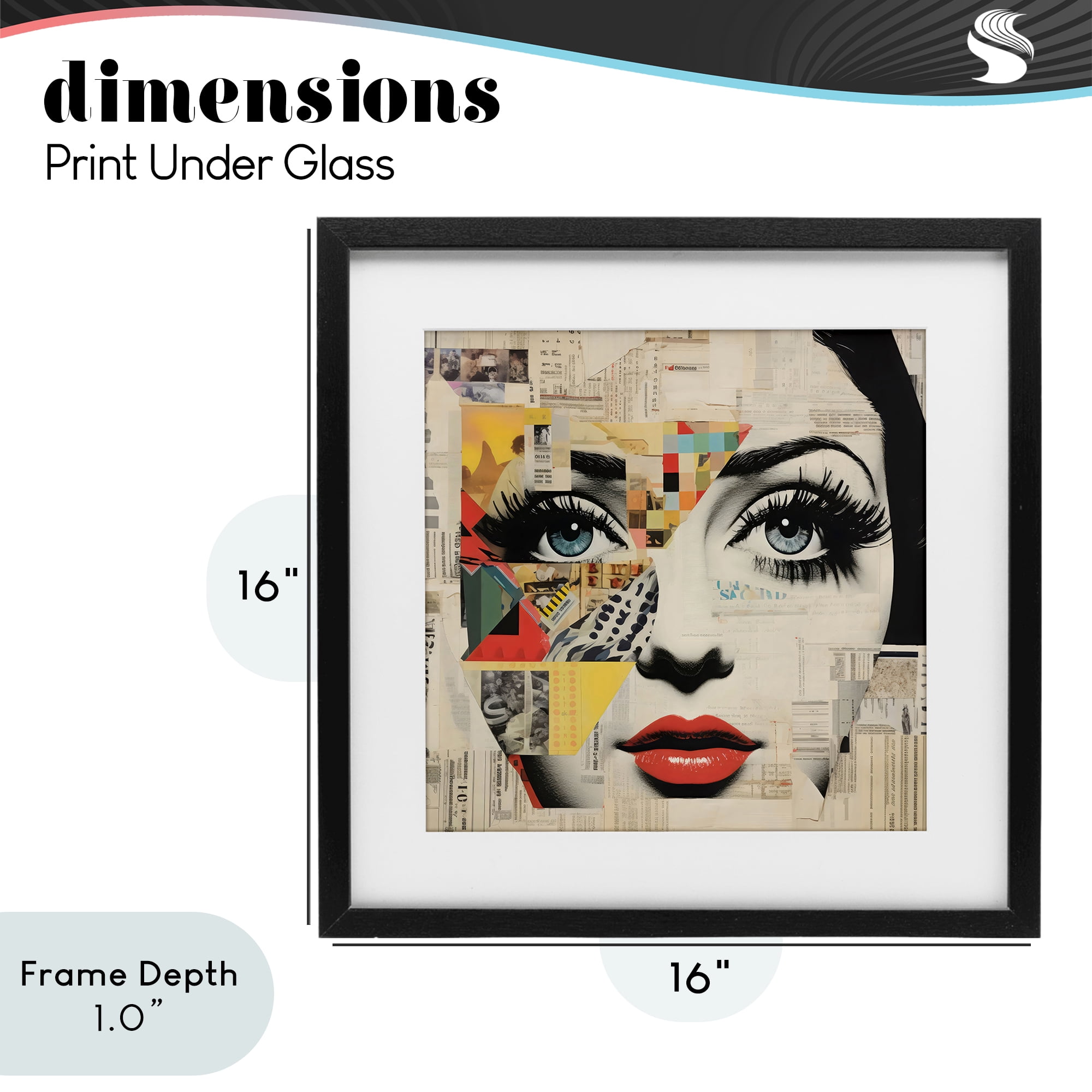 Stupell Industries Fashion Collage Pop Portrait Black Framed Print Under Glass, design by Creative Studio