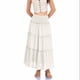 thumbnail image 2 of TaTaai Ladies High Waist Linen Blend Maxi Skirt Solid Color Three Tier Ruffle Design Elastic Waist Pocket Casual Summer Gift, 2 of 6