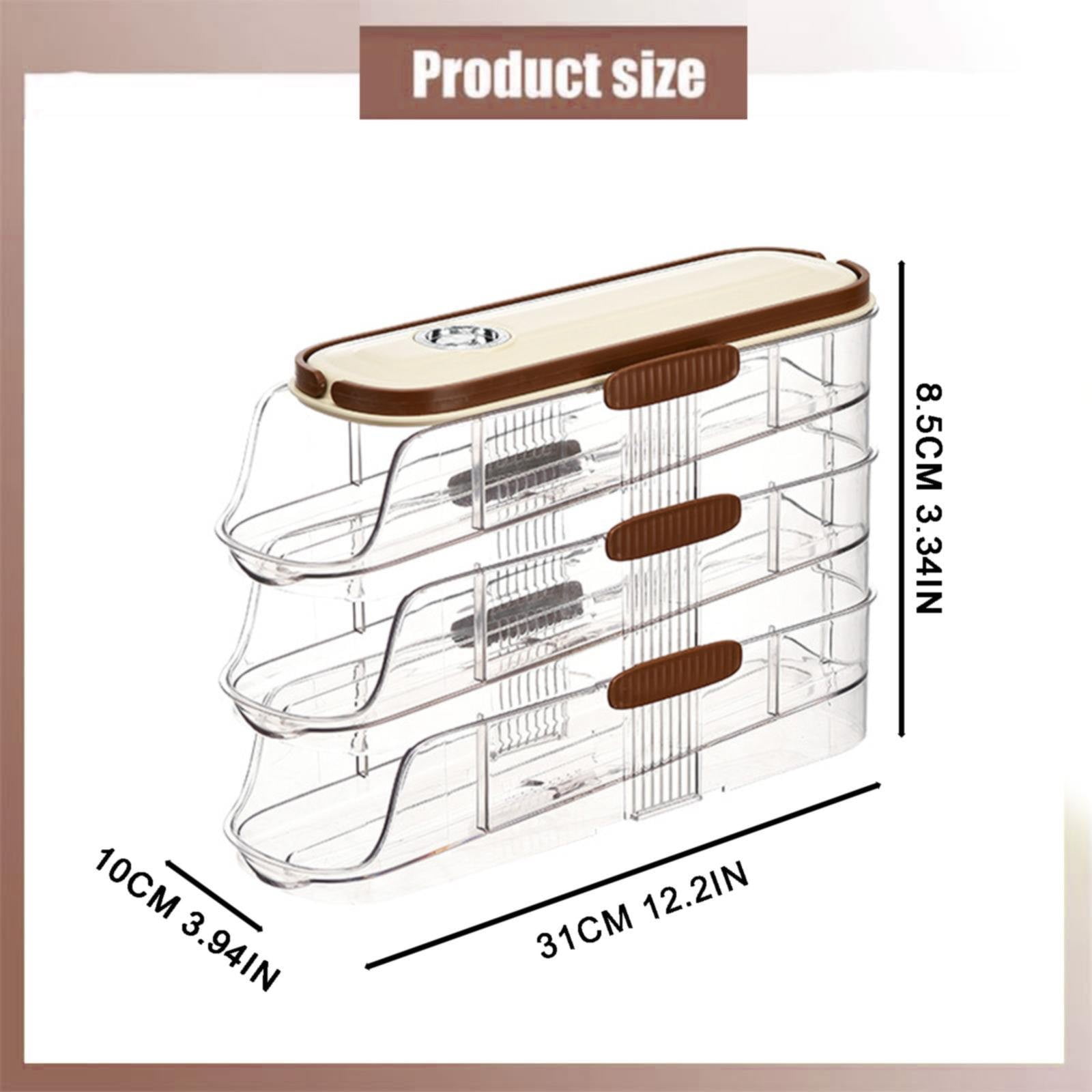 Egg Container for Refrigerator, Automatic Rolling Egg Dispenser, Stackable Thick Egg Storage Box