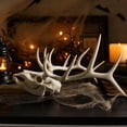 thumbnail image 5 of 3D Printed Skull Sculpture with Antlers, Detailed Resin Model for Home Office Decor and Gothic Halloween Decor, Unique Desk Accent for Halloween Gifts, 1 Piece, 5 of 5