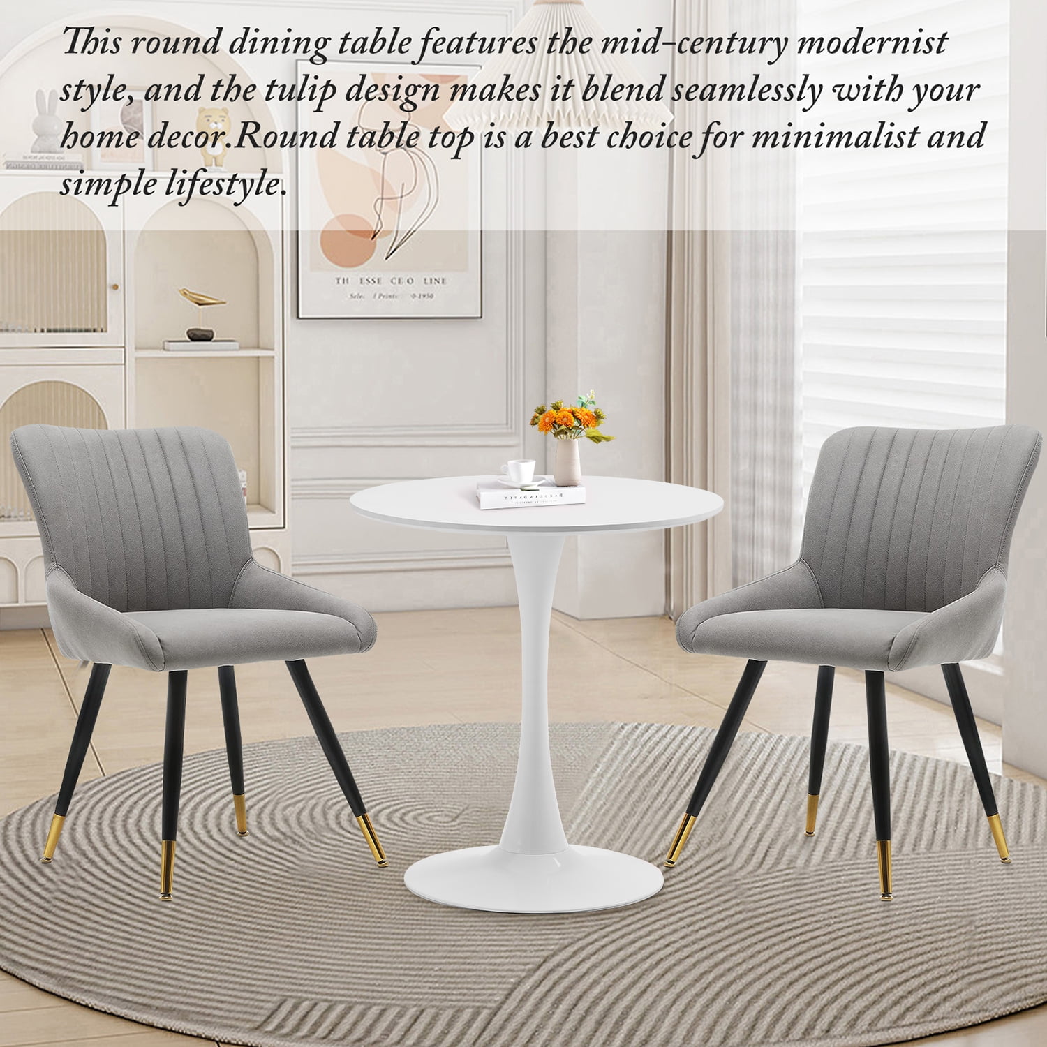 Rongbuk 27.6" Round Pedestal Dining Table, White