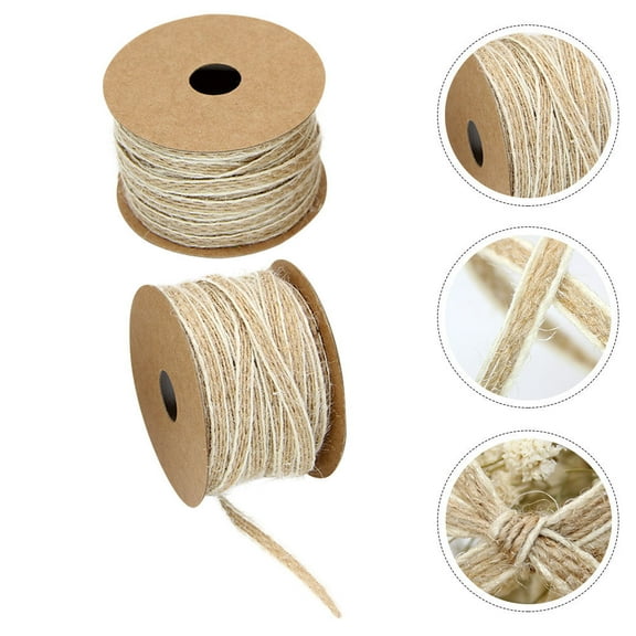 CATIEBYE 2PCS Khaki Jute Lace Ribbons for Crafting, Boho Home Decor, Wedding, Party Decoration and Projects