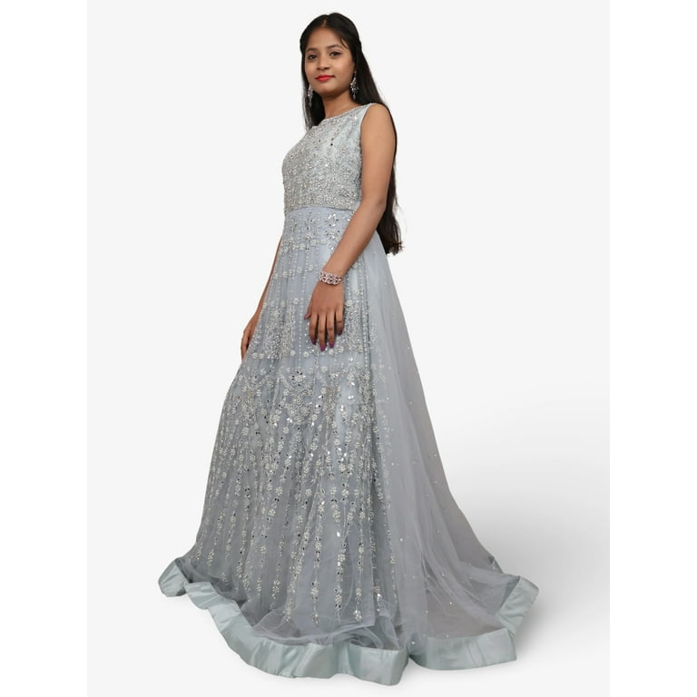 Net Fabric Gown with Pearl Embroidery by Shreekama Walmart