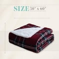 thumbnail image 3 of Elegant Comfort Throw Blanket, Reversible Sherpa Flannel, Ultra-Soft, Fuzzy, Plush- All season Lightweight Decorative Throw, 50 x 60 inches, Plaid Design Sherpa Throw, Burgundy, 3 of 6