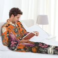 thumbnail image 3 of Halloween Costumes Mens Pajamas Set, Halloween Happy Skull Pink Ghost Halloween Pajamas Button Down Long Sleeve Loungewear Halloween Sleepwear Pjs sets for Men, 3 of 7