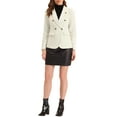 thumbnail image 2 of INSPIRE CHIC Edition Women's Elegant Plaid Lapel Collar Tweed Blazer Jacket Beige S, 2 of 5