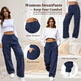 thumbnail image 4 of TEMOFON Womens Cargo Sweatpants Wide Leg Baggy Loose Elastic Drawstring Pants Casual Athletic Joggers with 4 Pockets, 4 of 11