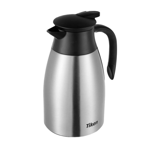 Tiken 51 Oz Thermal Coffee Carafe Stainless Steel Insulated Vacuum Coffee Carafes For Keeping Hot 1.5 Liter Beverage Dispenser (Silver)