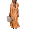 thumbnail image 2 of ITFABS Robes Décontractées à Manches Courtes pour Femmes, Imprimé Floral, Maxi, Amples, Robes de Plage, 2 of 6