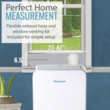 Keystone - 115V Portable Air Conditioner with Follow Me Remote Control for a Room up to 350 Sq. Ft. - White