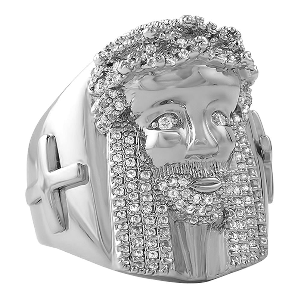 Iced Out Jesus Piece Cross Ring 