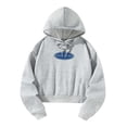 thumbnail image 1 of Sudadera con capucha corta para mujer, jersey con cordón, sudadera con capucha, Top corto para correr, XL, 1 of 8