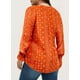 thumbnail image 2 of Blusa Eytino para mujer, talla grande, de chifón floral, cuello en V, roja 4X, 2 of 9