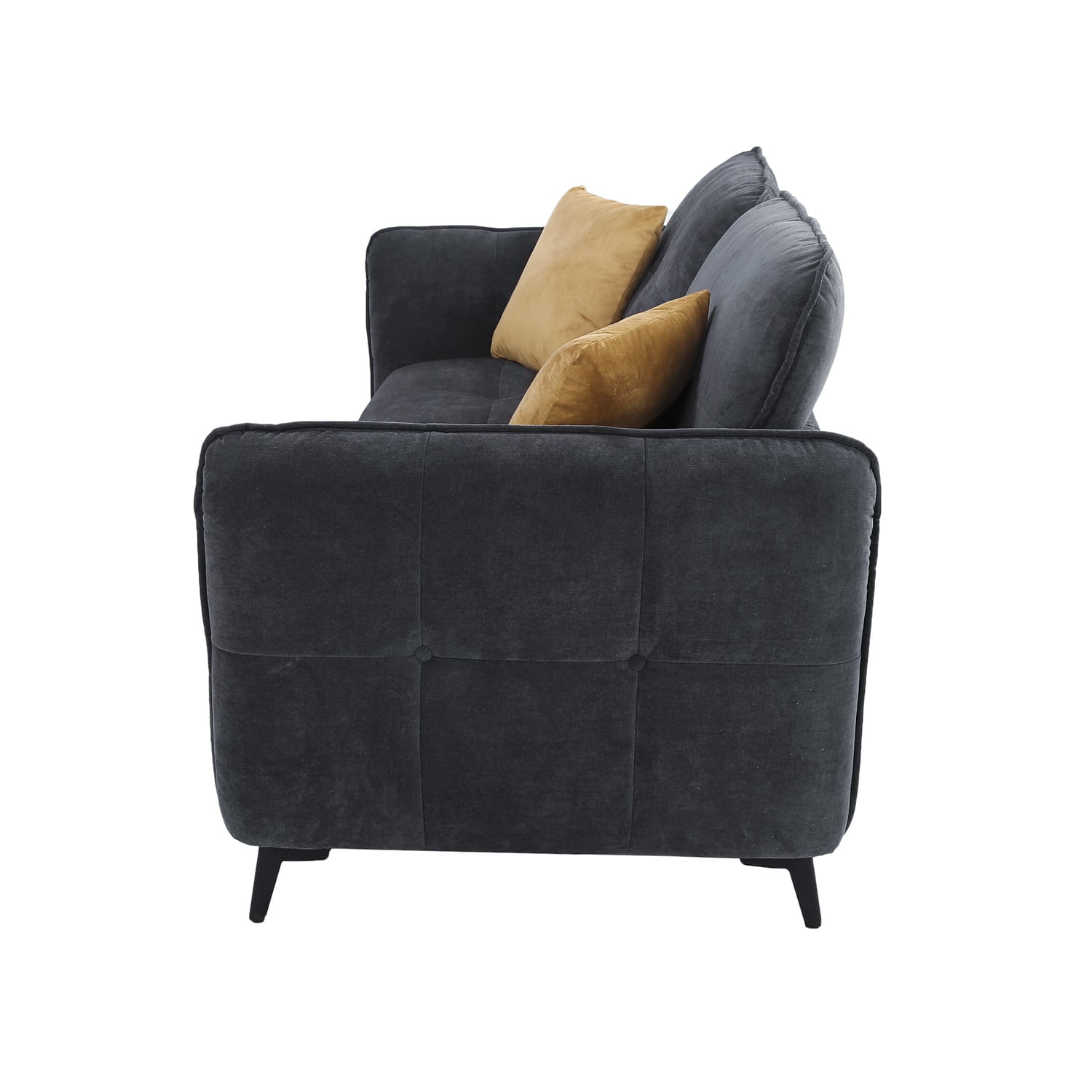 Kadyn 2-Seater Fabric Sofa Couch, Modern Loveseat Sofa with Pillow, Upholstered Linen Fabric Sofa for Living Room, Dark Gray Kadyn 2-Seater Fabric Sofa Couch, Modern Loveseat Sofa with Pillow, Upholstered Linen Fabric Sofa for Living Room, Dark Gray