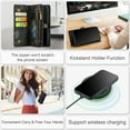 thumbnail image 5 of K-Lion for iPhone 14 Plus Wallet Case ,Luxury Magnetic PU Leather Zipper Purse 2 in 1 Design Shockproof Flip Case Card Slot Kickstand Phone Cover with Lanyard for Women Men ,Black, 5 of 7