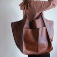thumbnail image 3 of Bolso de mano retro de nicho simple grande de cuero suave de gran capacidad bolso de mano portátil para mujer, 3 of 6
