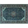 thumbnail image 1 of Ahgly Company Indoor Rectangle Medallion Light Blue Traditional Area Rugs, 8' x 10', 1 of 4