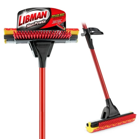 Libman Roller Sponge Mop Heavy Duty Red Steel Handle