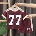 thumbnail image 2 of Ulanda Boys 2 Piece Outfits Short Sleeve Matching Short Sets Summer Athletic Clothes Basketball Jerseys Quick Dry (Red, 18-24 Months), 2 of 3