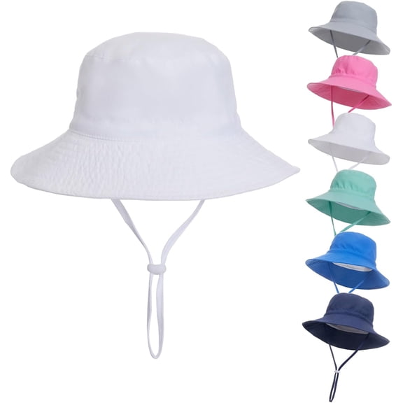 Baby Sun Hat Toddler Summer UPF 50 Sun Protective Bucket Hat Wide Brim Beach Hats for Baby Boys Girls 0-6 Years