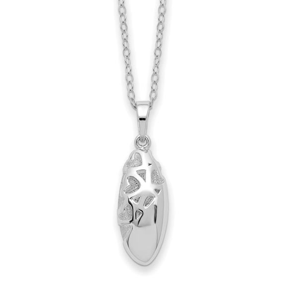Diamond2Deal 925 Sterling Silver Rhodium-plated Scrolled Hearts Ash Holder Necklace for Women 18"