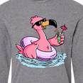 thumbnail image 4 of Inktastic Flamingo with Sunglasses Pool Float and Drink Long Sleeve T-Shirt, 4 of 5