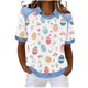 thumbnail image 1 of Mujeres de Verano Tops Casual de Moda Pascua Impresa Solapa Top, Cuello Redondo Tops para las Mujeres Manga Corta Poliéster para el Hogar Y el Uso Diario, 1 of 6