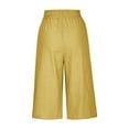 thumbnail image 5 of Timegard Capri Pants for Women Cotton Linen Elastic Waist Drawstring Cropped Pants Casual Solid Color, 5 of 6