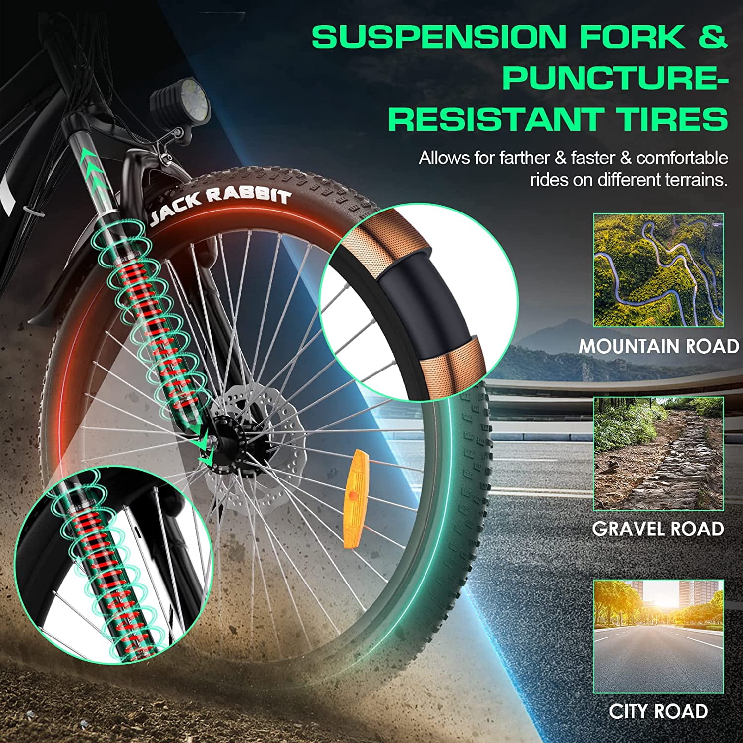 Vivi Electric Bike for Adults 26" Electric Mountain Bike 500W Cruise Control Electric Commuter Bike 21 Speed with Removable 48V Battery Up to 50 Miles