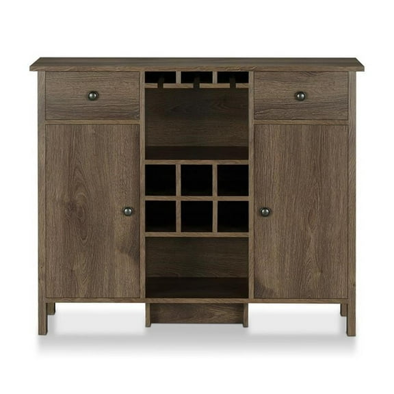 Bowery Hill Farmhouse Wood Multi-Storage Buffet in Distressed Walnut
