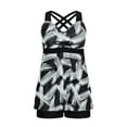 thumbnail image 6 of Lopeceal Women Plus Size Tankini Swimsuit Two Piece Flowy Swimdress Printed Tie Front V Neck Bathing Suits with Shorts, 6 of 6