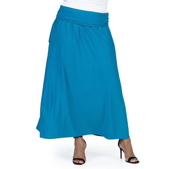 Plus Size Foldover A Line Pocket Maxi Skirt