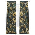 thumbnail image 2 of Vintage Flower Pattern Sheer Curtains 96 Inches Long 2 Panels Gold Flower Dark Green Background Light Filtering Semi Sheer Window Curtains Drapes for Bedroom Living Room 52"x96", 2 of 7
