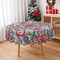 thumbnail image 6 of Boho Round Tablecloth 70 Inch Boho Circle Pattern Table Cloth - Polyester Colorful Bohemian Style Seasonal Round Table Cover Washable Waterproof for Party Picnic Kitchen Dining Indoor Outdoor Décor, 6 of 8