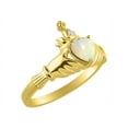 thumbnail image 3 of RYLOS Rings 14K Yellow Gold Claddah Love, Loyalty & Friendship Ring Heart 6MM Gemstone & Diamond Claddagh Rings October Opal Jewelry Size 10, 3 of 6