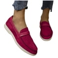 thumbnail image 4 of Red Comfortable Round Toe Loafers Women Slip-On Closed Toe Flat Bottom Casual Shoes Lightweight, 4 of 9