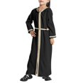 thumbnail image 2 of Ugoldhm Girls V-Neck Muslim Dress 2-13Y Cotton Long Sleeve Fall Casual Robe for Kids Modest Clothing, 2 of 5